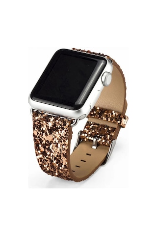 Ally Apple Watch 7-8 41mm 6-5-4 40mm Kayış Kordon Deri Sim İşlemeli 3-2-1 38mm- 5775