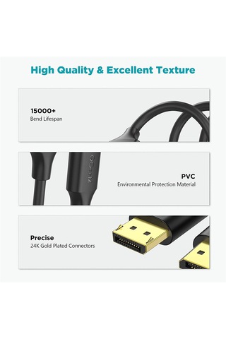 Qgeem QG-HD16 DP 4K / 60Hz HD Video Adaptörü Kablosu 1 Metre