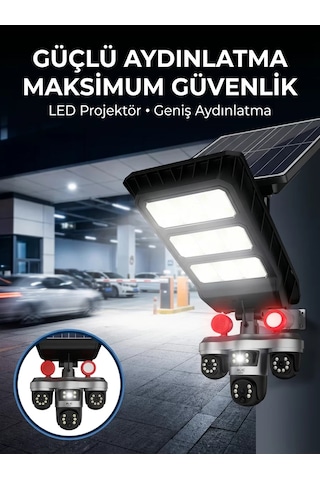 Northcity Güneş Enerjili Kablosuz Dış Mekan Güvenlik Kamerası - Gece Görüşlü Hareket Algılama Ve Led Projektörlü