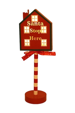 Hyt Noel Sokak Tabelası Stop Dekoratif Işık Ahşap Noel Tatil Pencere Masaüstü Atmosfer Led Renkli Işıklar