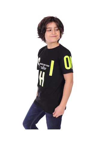 Toontoy Kids Toontoy Erkek Çocuk Fashion Baskılı Tişört Siyah