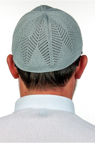 Berra Çelik Örme Dantel Namaz Takkesi Gri 1 Adet