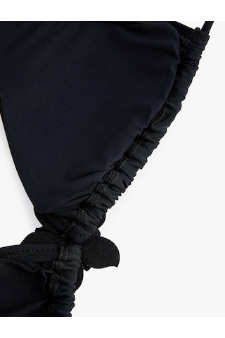 Koton Taşlı Çiçek Aksesuar Detaylı Üçgen Bikini Üstü Siyah 6sak10040mm Siyah