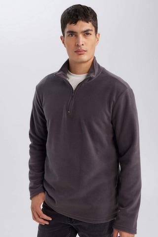 DeFacto Antrasit Tüylenme Yapmayan Soğuk Geçirmez Regular Fit Dik Yaka Fermuarlı Polar Sweatshirt Y3996AZNSAR126
