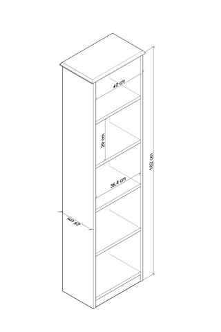 Olven Kitaplık 5 Raflı , 162 Cm Beyaz-meşe