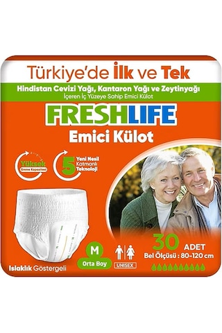 Freshlife Emici Külot Medium Beden Orta Boy Hasta Bezi 30 Adet 1 Paket M