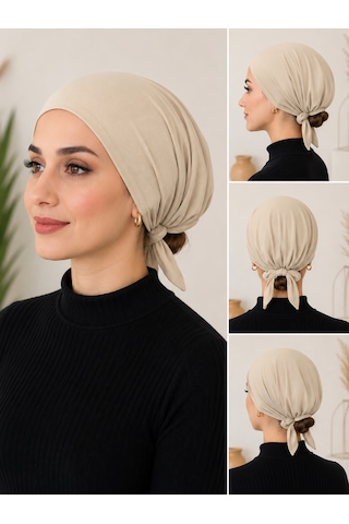 2'li Bej-lacivert Kadın Bone Esnek Ve Rahat Saç Bonesi, Günlük Kullanım Için Bone Bej - Lacivert