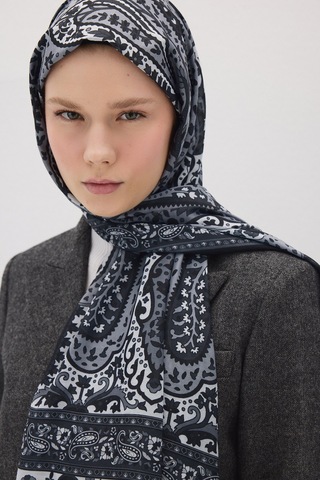Mirsoy Scarf Almira Pamuk Etnik Desen Şal Siyah