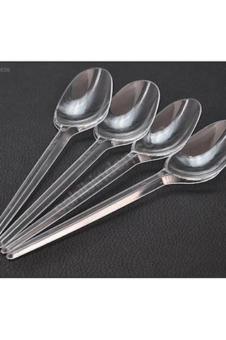 Sert Plastik Çatal Kaşık 200 Adet Lüks Şeffaf Çatal Kaşık