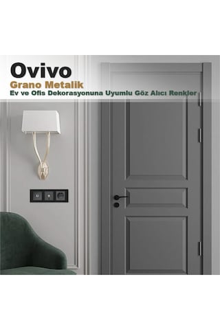 Ovivo Grano Metalik F Konnektör Uydu Prizi Füme + Siyah Çerçeve