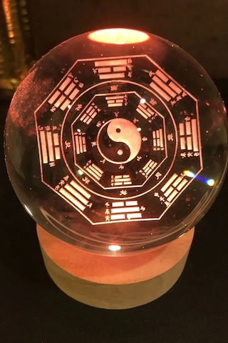 3d Led Işık Cam Küre Çok Renk Gece Lambası Yin Yan 8 Cm Mega Boy Çok Renkli