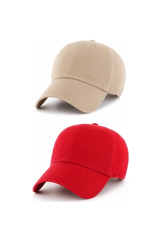 Caxis Spor Şapka Unisex 2'li Takım Bej Ve Kırmızı Arkası Cırtlı Ayarlanabilir Kırmızı - Bej Caxis Spor Şapka Unisex 2'li Takım Bej Ve Kırmızı Arkası Cırtlı Ayarlanabilir Kırmızı - Bej