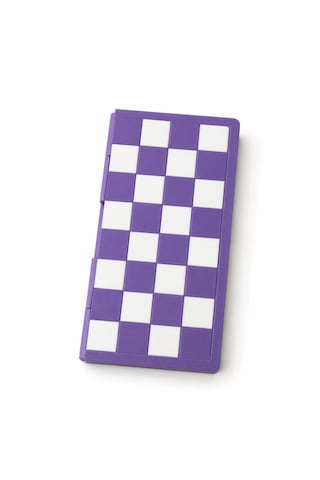 Katlanabilir Mini Satranç Takımı 21 X 21 Cm Taş Saklama Bölmeli Seyahat Tipi Taşınabilir Satranç Seti Mor Beyaz