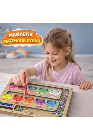 Tineke Manyetik Eğitici Renkli Sayma Eşleştirme Labirenti Eğitim Oyuncağı Ahşap Montessori Oyunu Dondurma