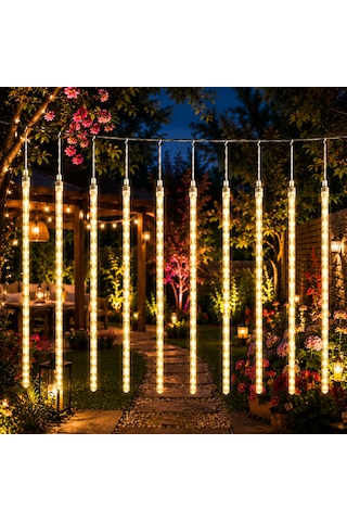 Yüksek Kalite Akan Işık Gün Işığı Yağmur Damlası Led Işık 10 Dal 45 Cm Çubuklar 360 Ledli 4.60 Metre
