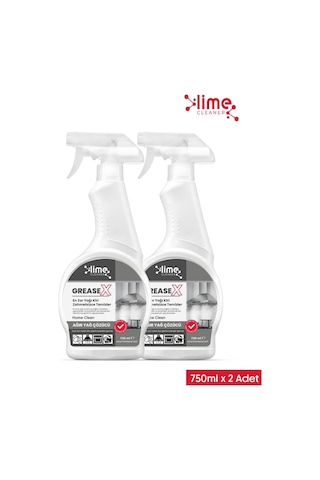 Lime Cleaner Greasex Süper Güçlü Yağ Çözücü Sprey Anında Etki Kolay Temizlik Hızlı Ve Etkili Yağ Çözücü 2 x 750 ML