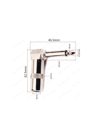 5 Adet 90 Derece Jack Lehim Konektörü 6.35mm Mono L Tip Metal Erkek Jack