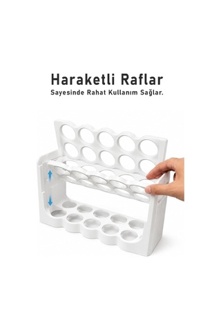 30 Bölmeli Yumurta Kutusu 3 Katlı Yumurtalık Buzdolabı Organizeri Saklama Kabı G-771 Beyaz Çok Renkli
