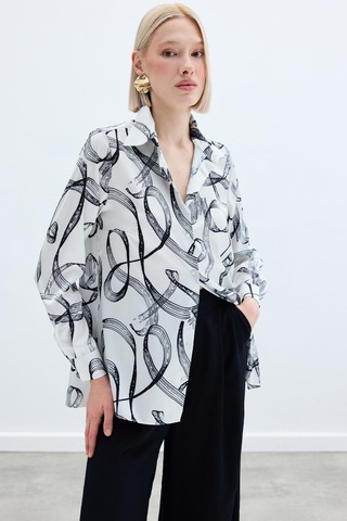 Sateen Desenli Klasik Gömlek - Siyah-136241 Siyah
