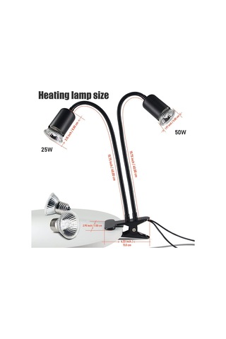 Gajeena Kertenkele Kaplumbağa İçin İki Kafalı Uvb Isıtıcı Lambası, Otomatik Zamanlayıcı, Kalsiyum Takviyesi, 360 Dönebilen Kupa Kolu, 50w Gümüş