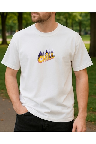 Hugo Boss Chill Baskılı T-shirt Beyaz