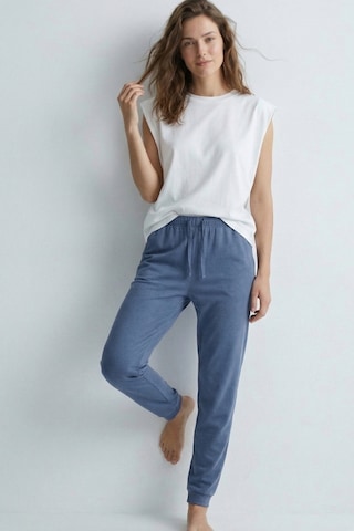 Elemge %100 Pamuk Compact Penye Süprem Kadın Pijama Altı Cepli Regular Fit Manşet Paça Esnek Terletmez İndg İndigo