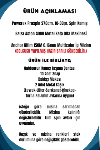 Powerex Prospin 270cm 10-30gr Balza Aston 4000 Metal Kafa Spin Olta Seti 1