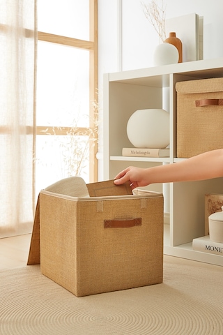 Ocean Home Textile 2'li Jüt Kapaklı Kutu Set 30x30x30 cm