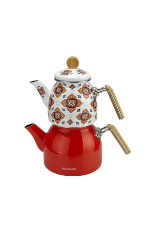 Bambum Unique - Bambu Kulplu Çaydanlık Takımı Turuncu Turuncu