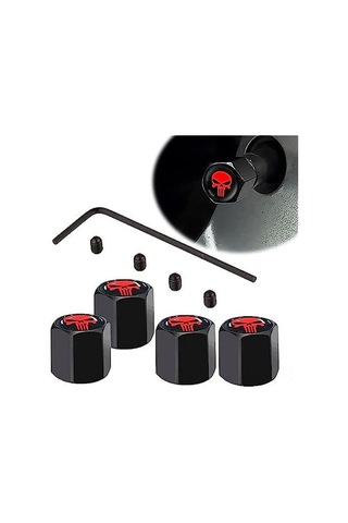 Moveevo Oto Lastik Valf Kapağı 4'lü Set - Hırsızlık Ve Toz Koruma - Siyah Renkli Dikizli Kapaklar