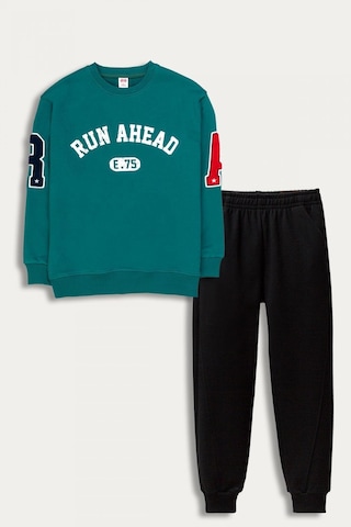 Erkek Çocuk Sweatshirt Eşofman Takımı Alt Üst 2 Parça 4055-y Yeşil