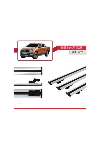 Ford Ranger 2011-2022 Arası İle Uyumlu Basic Model Ara Atkı Tavan Barı Gri 3 Adet