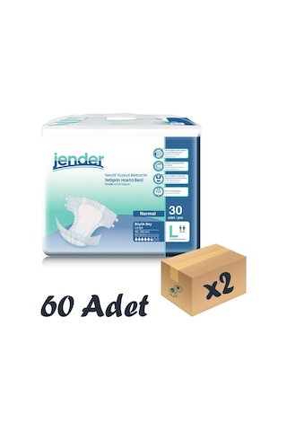 Jender Tekstil Yüzeyli Bel Bantlı Yetişkin Hasta Bezi L 30'Lu 2 Paket 60 Adet