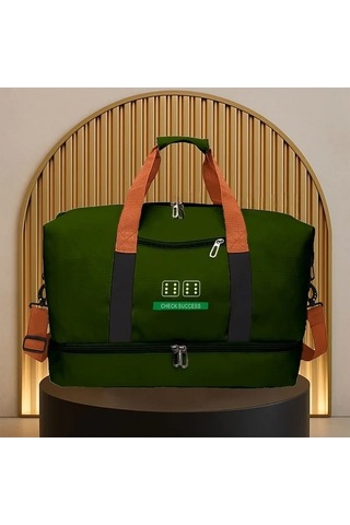 Sandwich Dayanıklı Ordu Yeşili Spor Çantası - Fermuarlı Bölmeler - Haki Yeşili Haki
