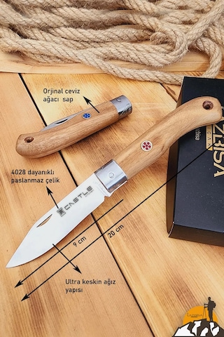 Ceviz Sap Çakı Kamp Çakısı Outdoor Piknik Bahçe Çakısı ÇK115 Kahverengi