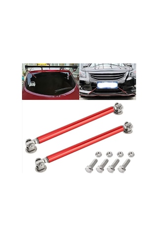 Araç Ön Tampon Ve Çamurluk Spoiler Dudak Ayırıcı Metal Kırmızı Vidalı Ve Yapıştırmalı Çubuk 20 Cm