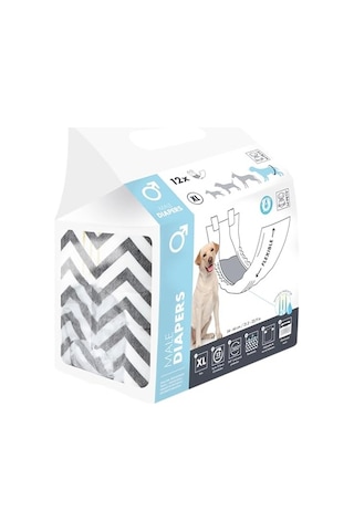 M-pets Dıapers Erkek Köpekler İçin Külot Xl 12li