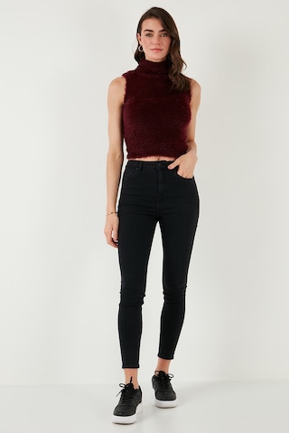 Lela Yumuşak Tüylü Slim Fit Balıkçı Yaka Crop Bayan Süveter 4615566 Bordo