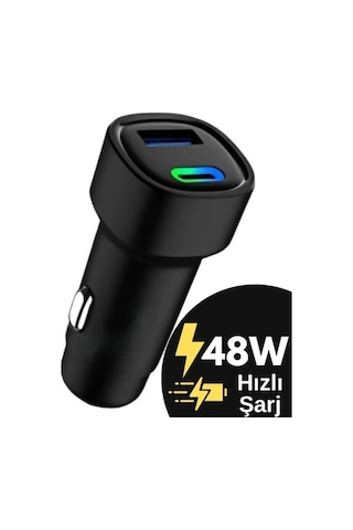 48w Pd Araç İçi Çakmaklık Hızlı Şarj Aleti Type-c Usb Rgb Işık Araç Şarj Başlığı