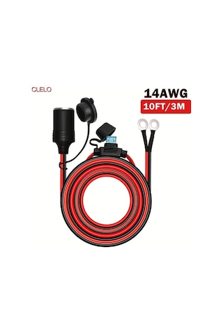 Boatshop1 Clelo Araba Kadın 10ft 3m 12 24v Güç Kaynağı Araba Fişi 14 Awg Kablo 15a Sigorta Ağır Hizmet Dc Fiş Priz Uzatma Terminalli Pil Türü