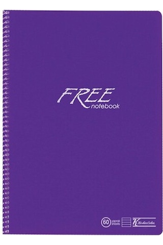 K. Color Free A4 60 Yaprak Çizgili Plastik Kapak Spiralli Defter 1 Adet