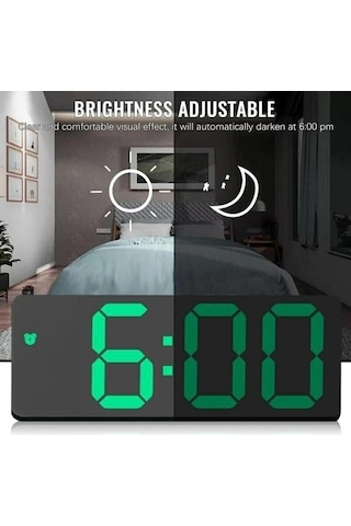 Trendooze Yeşil Ve Saati Pil Led, Eklentili Dijital Çalar Ayna Sy