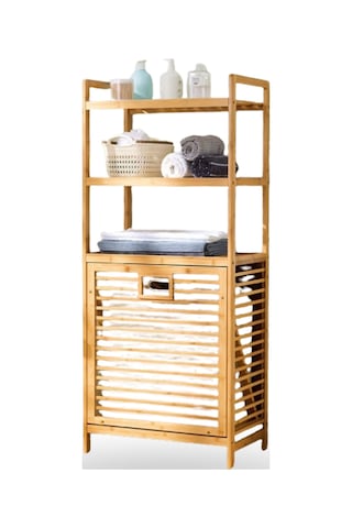 Büro Ev Ofis Dekoru İçin 40x30x130cm 3 Raflı Kumaş Hazneli Ahşap Kirli Çamaşır Sepeti Diğer