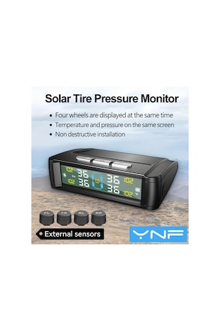 Boatshop1 Ynf Güneş Lastik Basınç İzleme Sistemi Siyah Dört Sensörlü Gerçek Zamanlı Basınç Sıcaklık Okuma