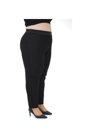 Kadın Büyük Beden Boru Paça Toparlayıcı Yüksek Bel Siyah Ekstra Battal Pantalon