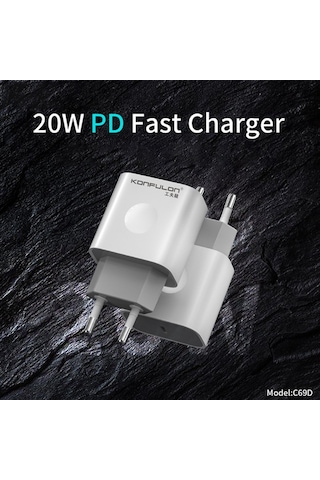 Yeni Nesil Apple Uyumlu iPhone Pd-type-c 20w Şarj Cihazı Başlığı C69d Beyaz