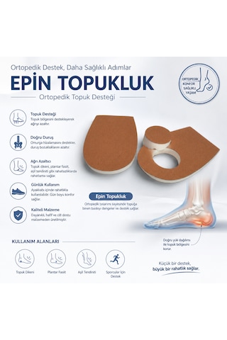 Ortopedik Epin Topukluk Topuk Dikeni Ve Plantar Fasiit İçin Destekleyici Topuk Pedi 1 Çift