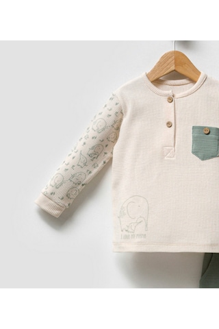 By Bubbles Unisex Bebek Fil Desenli İkili Takım Yeşil