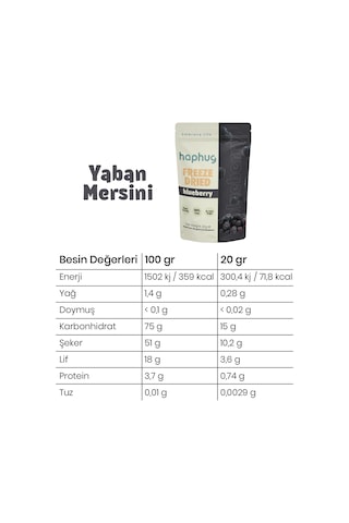 10'lu Paket Freeze Dried Yaban Mersini - Dondurularak Kurutulmuş Yaban Mersini 20g X 10 1 Adet