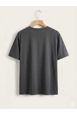 Erkek Ban Baskılı Kompakt T-shirt Gri